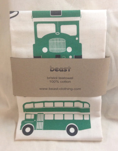 Bristol green buses tea towel 